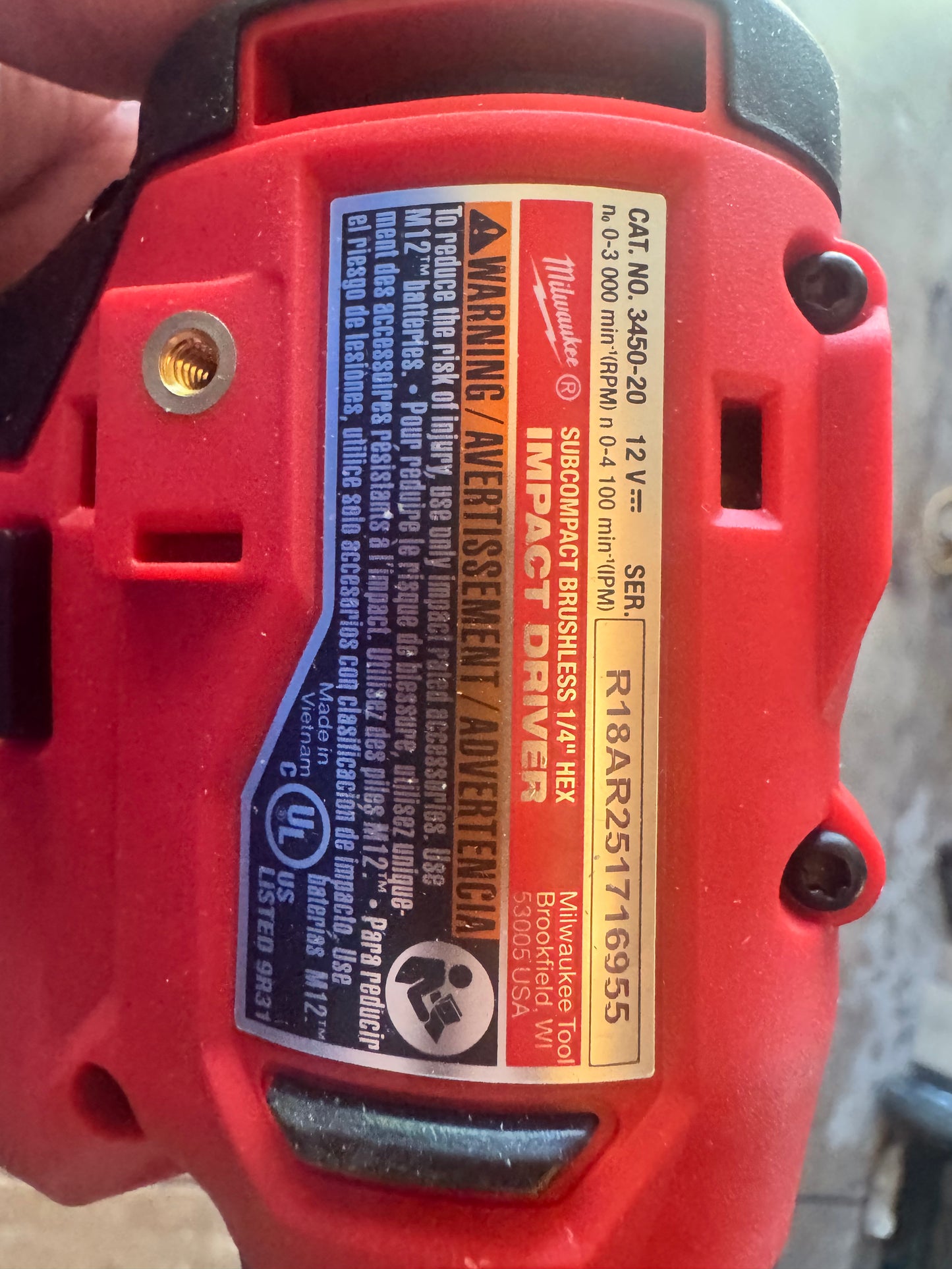 M12 impact 3450-12 MSRP $79.99